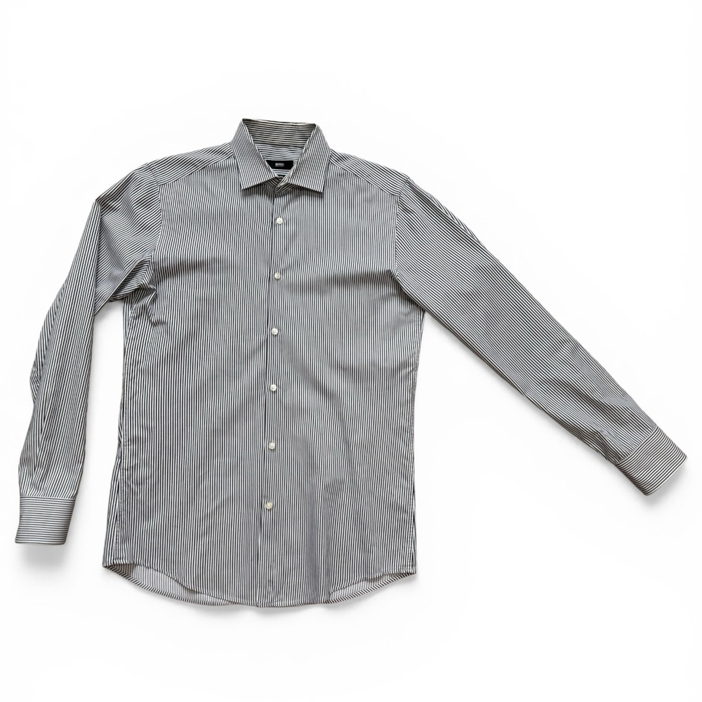 BOSS by Hugo Boss Slim Fit Black & White Stripe Button Down Shirt